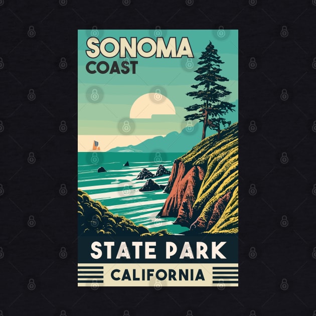 A Vintage Travel Art of the Sonoma Coast State Park - California - US by goodoldvintage